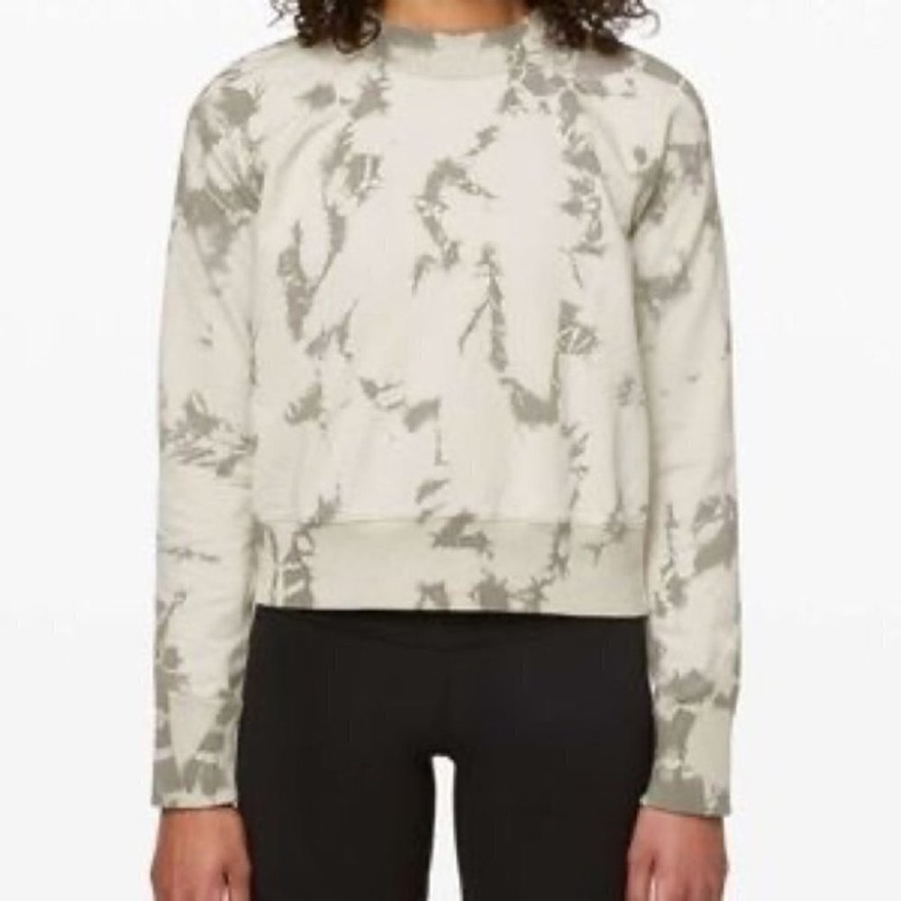 Lululemon Ready to Roll Crew Shibori Dove Grey Cement Grey sweatshirt sz Medium - Picture 2 of 13